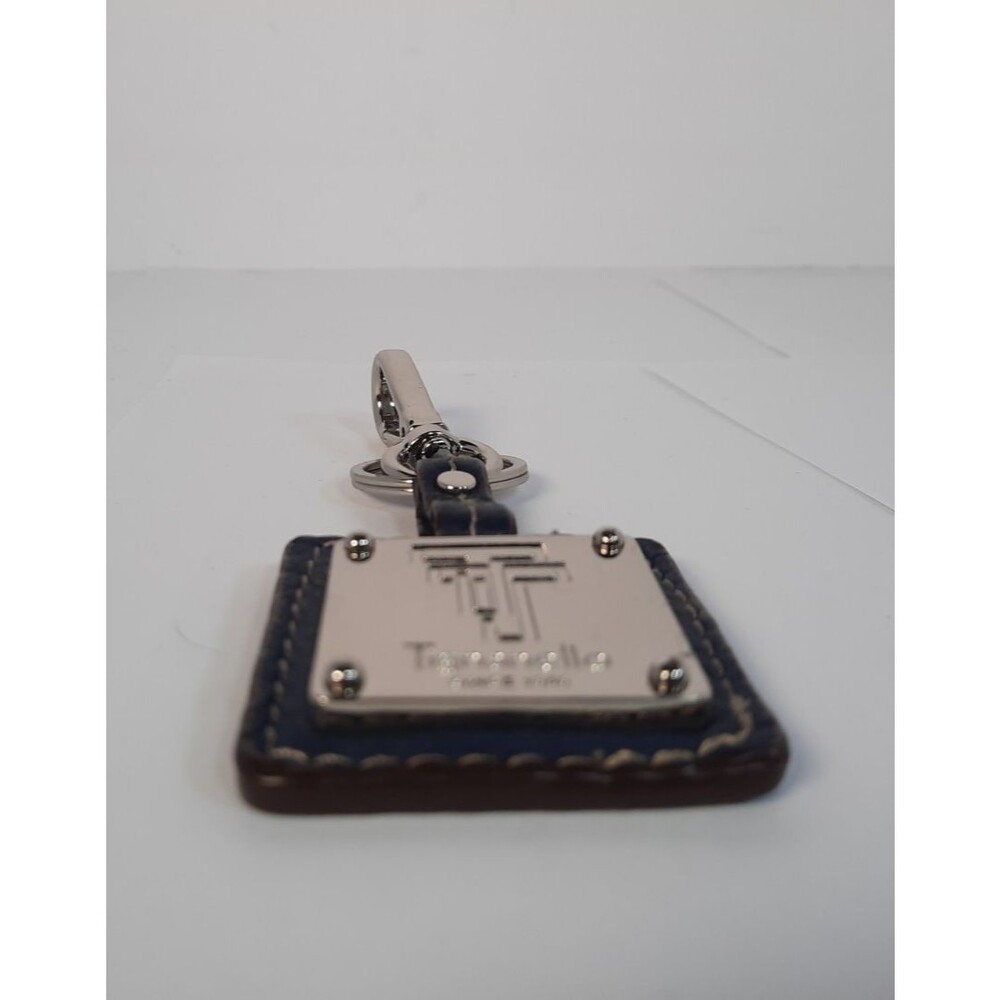 Replacement Tignanello Leather & Metal Logo Tag Keychain Purse Charm Accessory